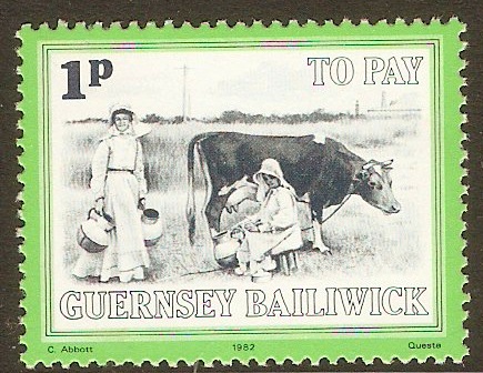 Guernsey 1982 1p Blue and green - Postage Due. SGD30.