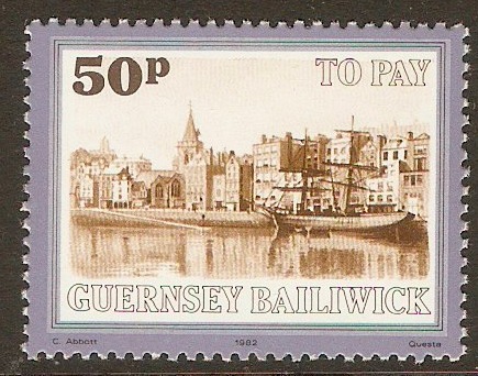 Guernsey 1982 50p Brown and blue - Postage Due. SGD40.
