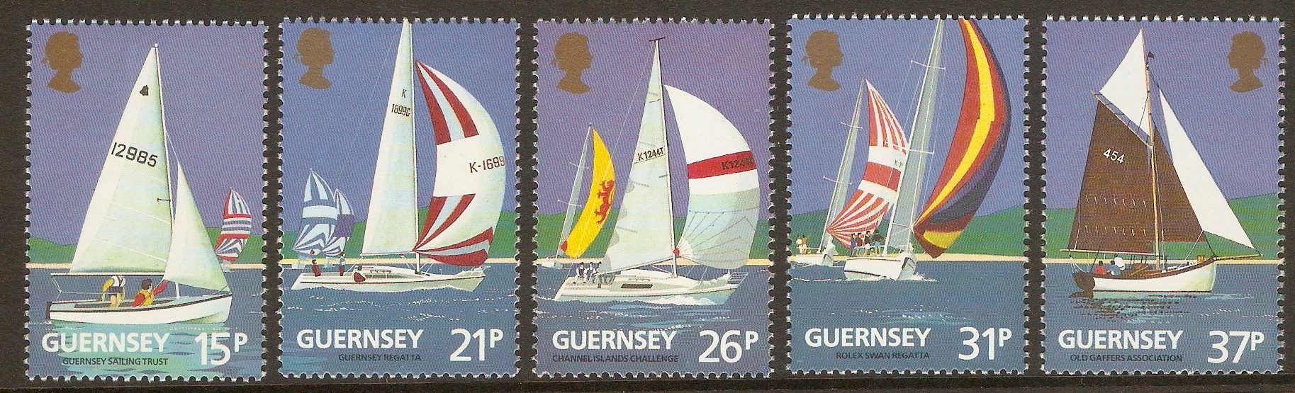 Guernsey 1991 Yacht Club Anniversary set. SG524-SG528.