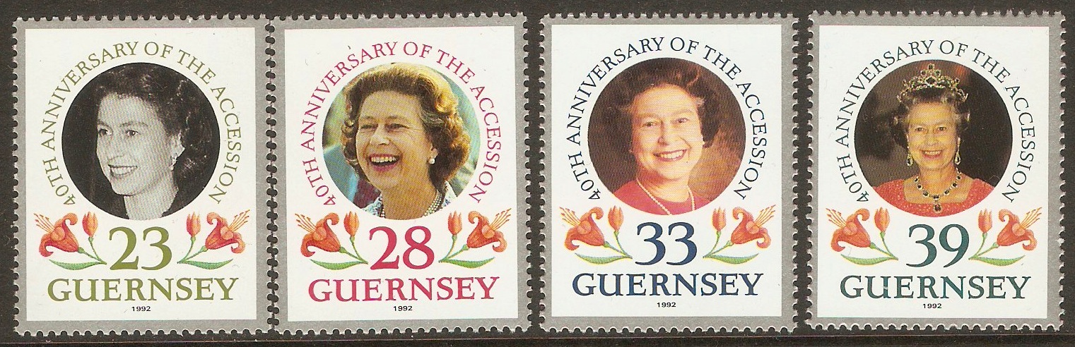 Guernsey 1992 Accession Anniversary set. SG552-SG555.