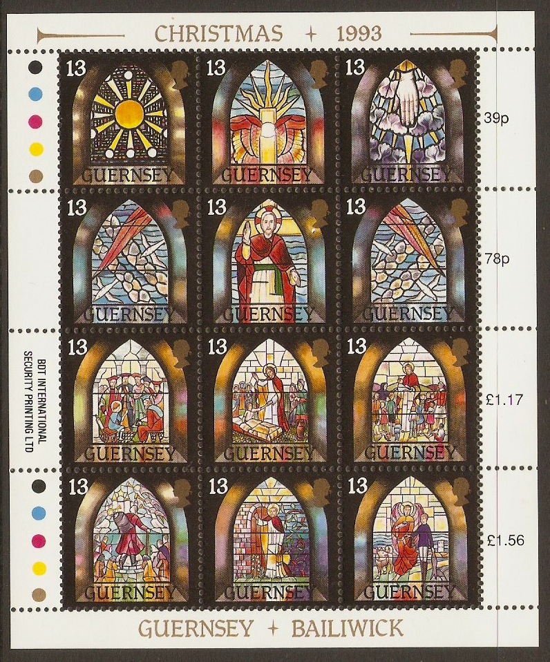 Guernsey 1993 Christmas Stained Glass Stamps Set. SG622-SG633.