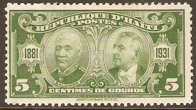 Haiti 1931 5c Green - UPU Anniversary series. SG310.