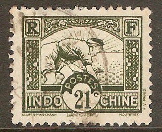 Indo-China 1931 21c Deep green. SG187.