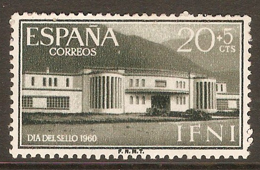 Ifni 1960 20c +5c Blackish green - Stamp Day series. SG171.