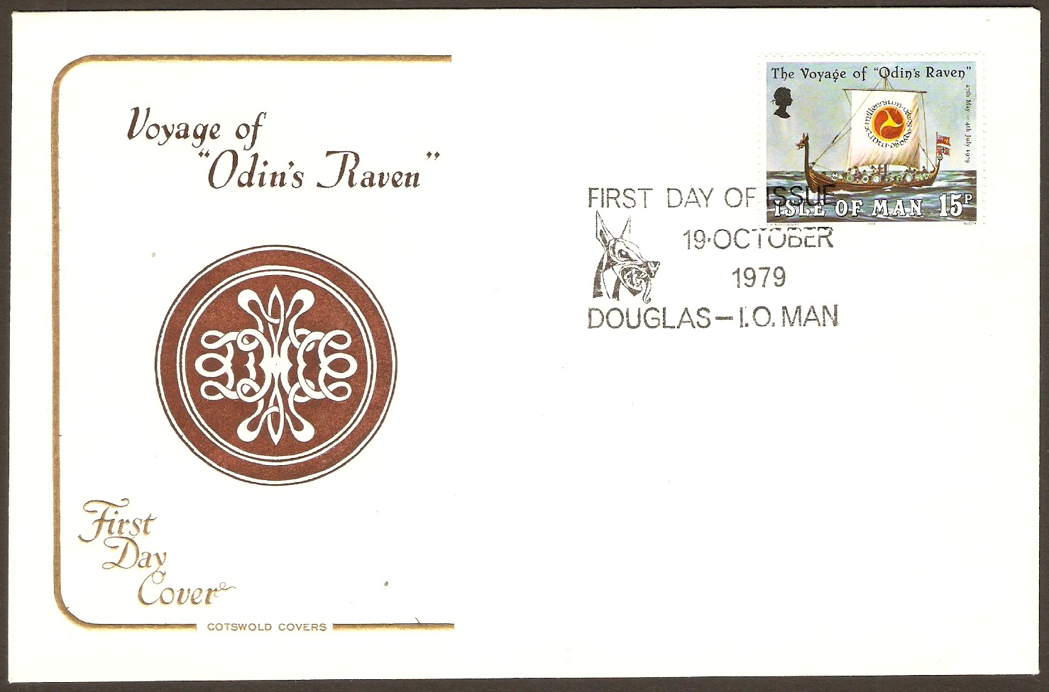 Isle of Man 1979 15p "Odins Raven" Stamp FDC. SG158.