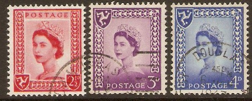 Isle of Man 1958 Queen Elizabeth II Definitives set. SG1-SG3.