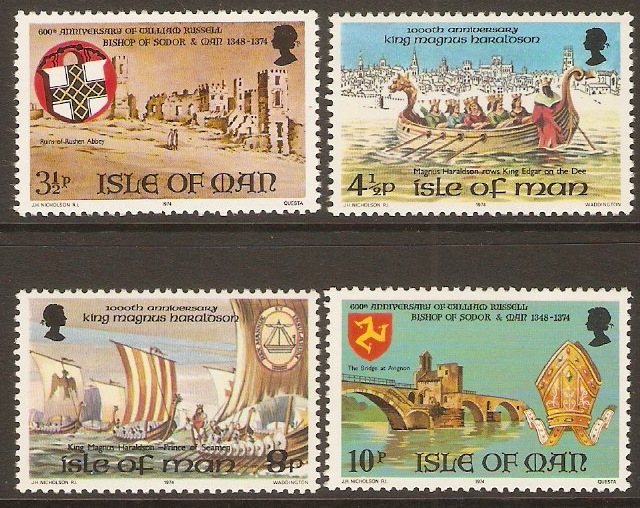 Isle of Man 1974 Historical Anniversaries Set. SG50-SG53.