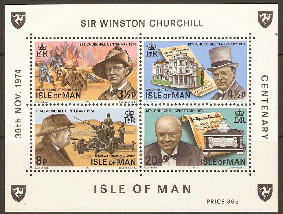 Isle of Man 1974 Churchill Commemoration Sheet. SGMS58.