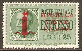 Social Republic 1944 1l.25 Green - Express Letter. SGE62.