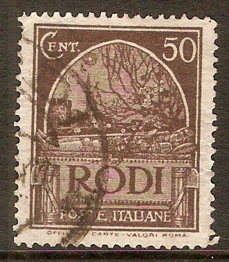 Rhodes 1929 50c Chocolate. SG22B.