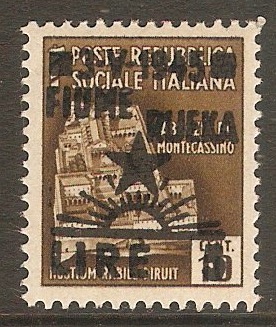 Yugoslav Occupation 1945 5l on 10c Brown. S21.