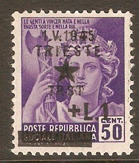 Yugoslav Occupation 1945 1l on 50c Violet. SG7.