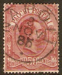 Italy 1884 50c Rose Parcel Post Stamp. SGP40.