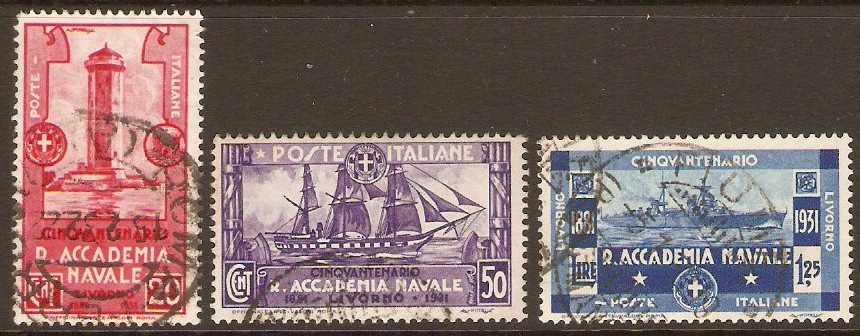 Italy 1930 1l.25 Naval Academy Anniversary Set. SG311-SG313.