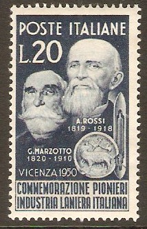 Italy 1950 20l Deep blue - Industry Pioneers Stamp. SG754.