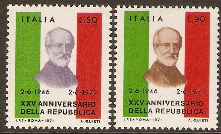 Italy 1971 Republic Anniversary Set. SG1285-SG1286.