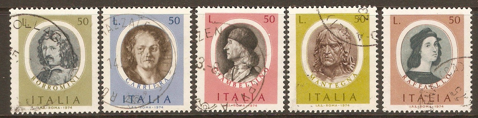 Italy 1974 Italian Painters set (2nd. Series). SG1392-SG1396. - Click Image to Close