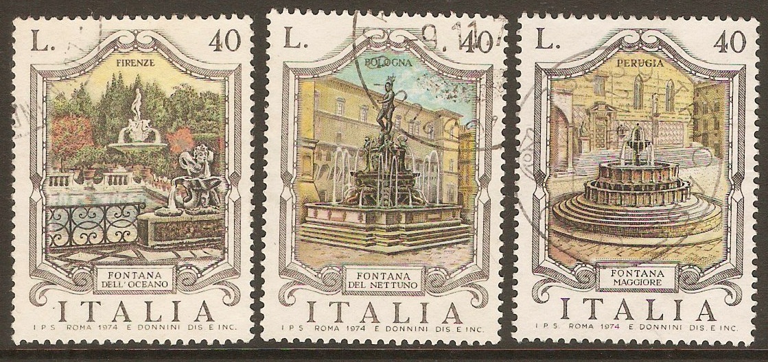 Italy 1974 Italian Fountains set (2nd. Series). SG1418-SG1420.