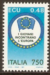 Italy 1991 750l Europa Youth Meeting Stamp. SG2119.