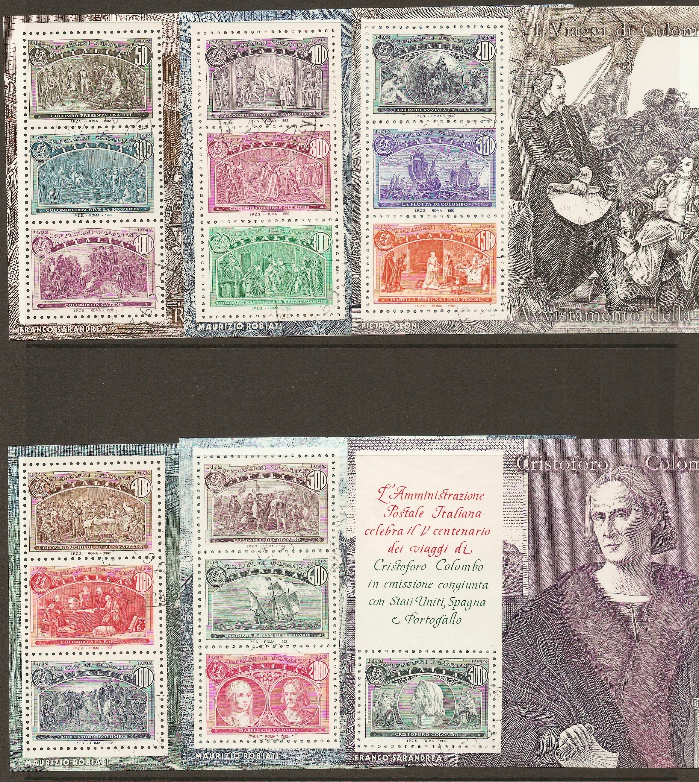 Italy 1992 Discovery of America sheets. SGMS2158.