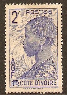 Ivory Coast 1936 2c Bright ultramarine. SG115.