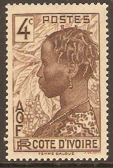 Ivory Coast 1936 4c Brown. SG117.
