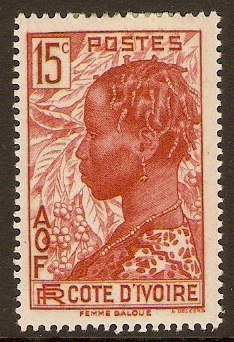 Ivory Coast 1936 15c Scarlet. SG120.