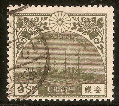 Japan 1921 3s Olive - Return of Crown Prince series. SG207.
