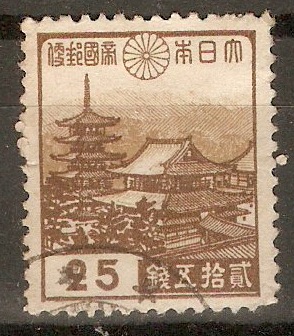 Japan 1937 25s Light brown and brown - Horyu Temple. SG326.