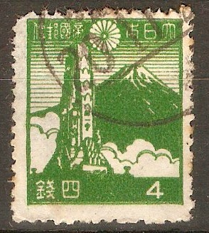Japan 1942 4s Green - Hyuga Monument. SG395.
