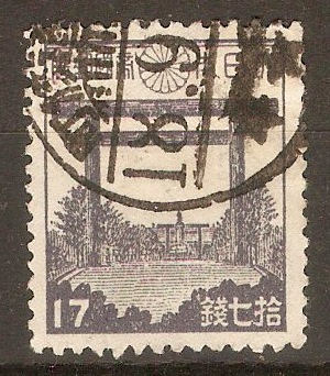Japan 1942 17s Violet - Yasukuni Shrine. SG402.