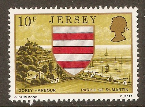 Jersey 1976 10p Parish Arms and Views series. SG144.