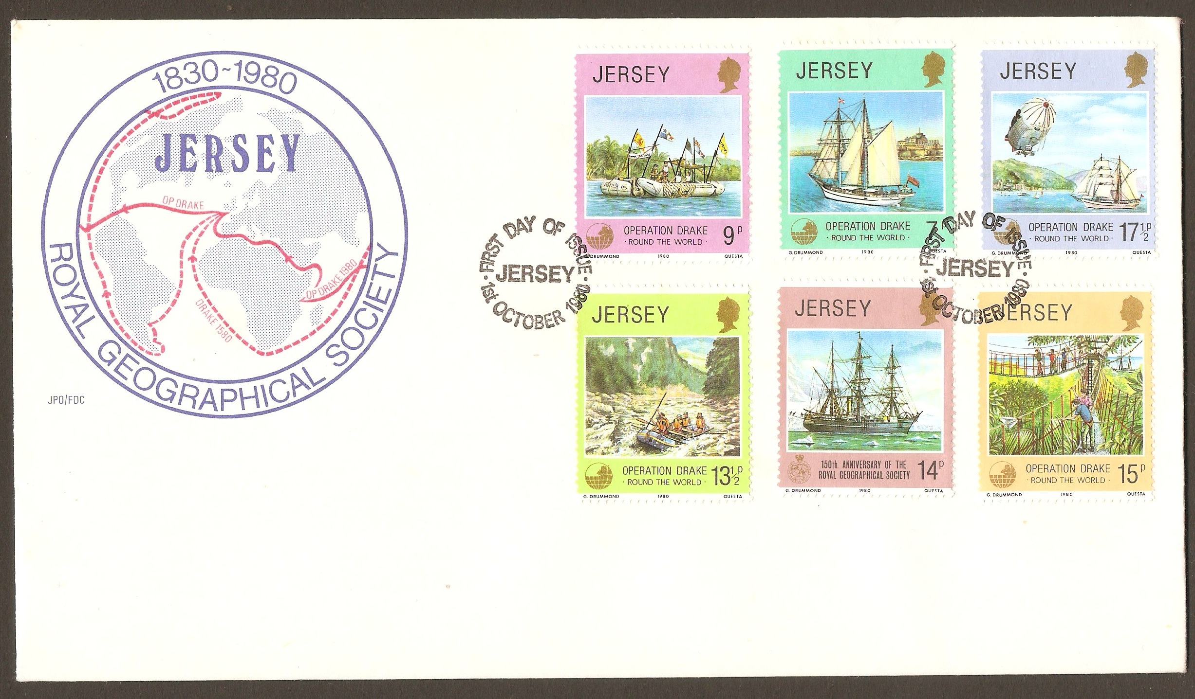 Jersey 1980 Geographical Society Anniv. set FDC.
