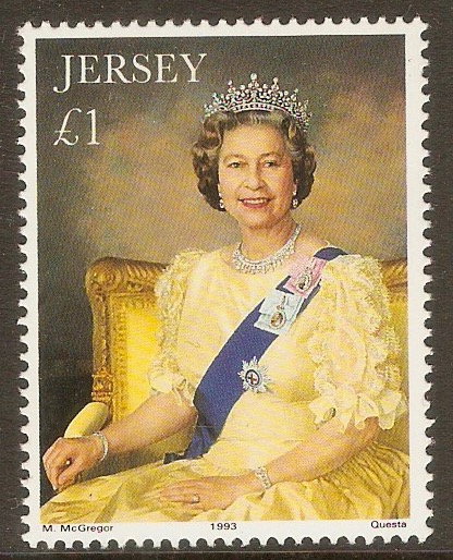 Jersey 1993 1 Coronation Anniversary stamp. SG634.