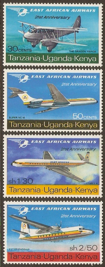 Kenya, Uganda and Tanzania 1967 Airways Anniv. Set. SG235-SG238.