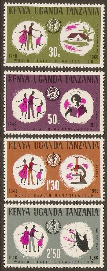 Kenya, Uganda and Tanzania 1968 WHO Anniversary Set. SG248-SG251