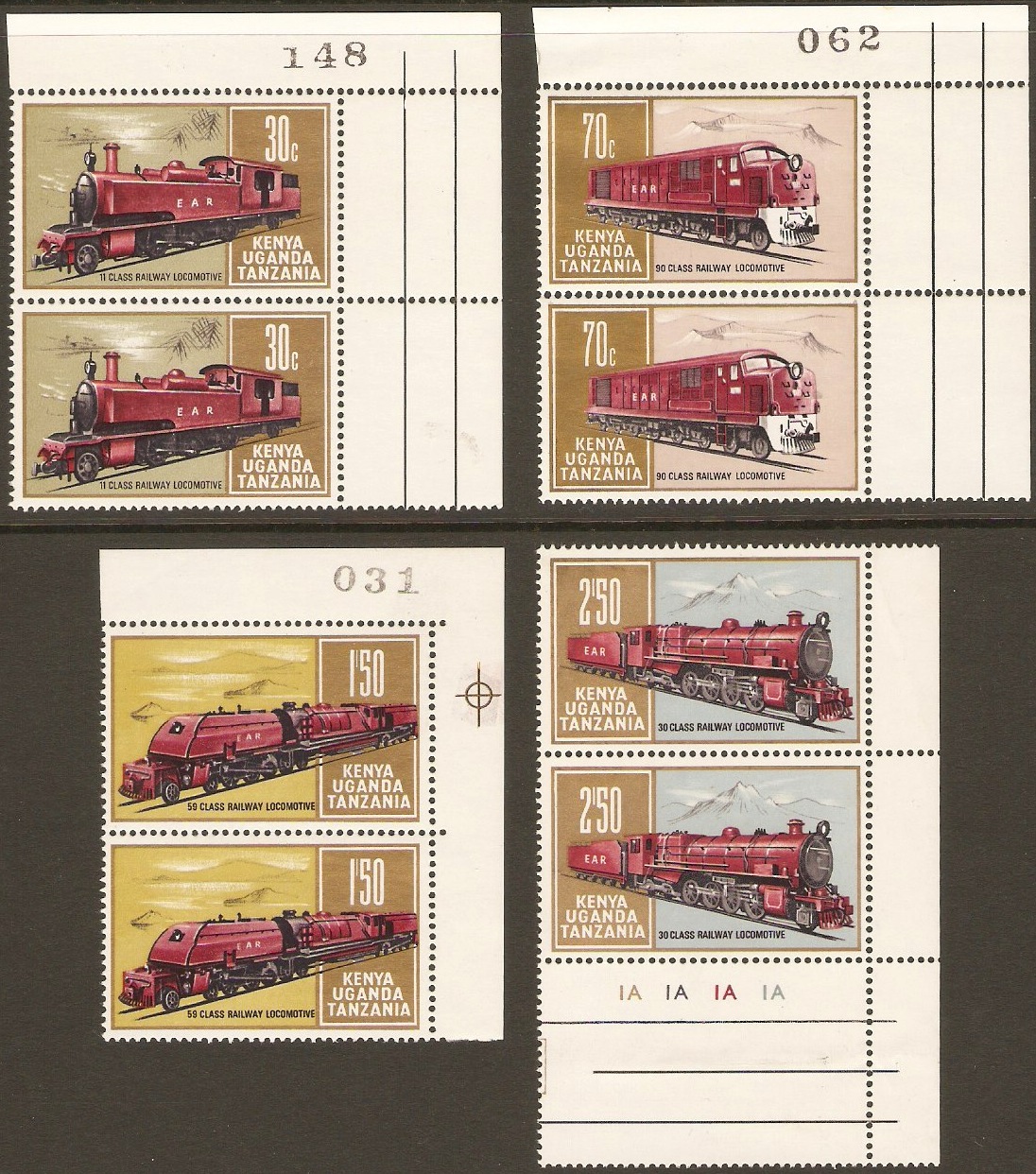 Kenya, Uganda and Tanzania 1971 Railway Set. SG292-SG295.