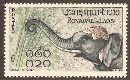 Laos 1958 20c Laotian Elephants series. SG75.