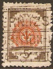 Latvia 1918 5r red and brown. SG30.