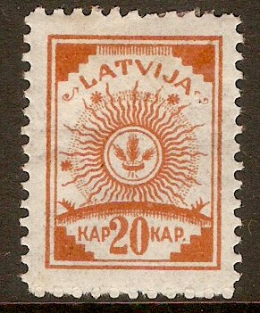 Latvia 1918 20k Orange. SG41.