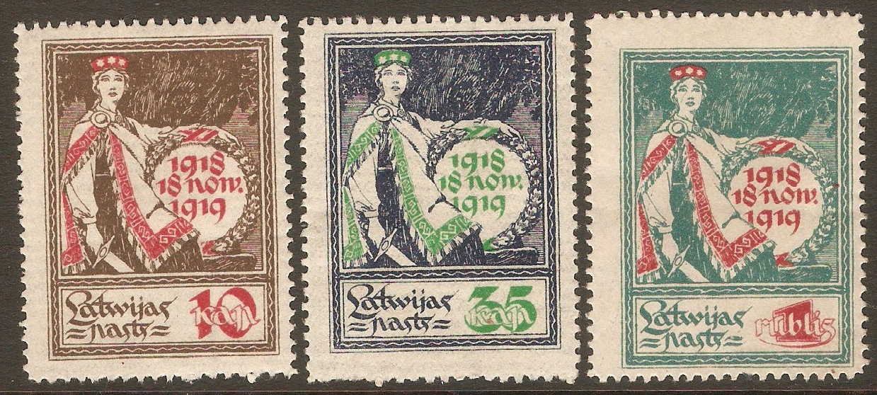 Latvia 1919 Independence set. SG33-SG35.
