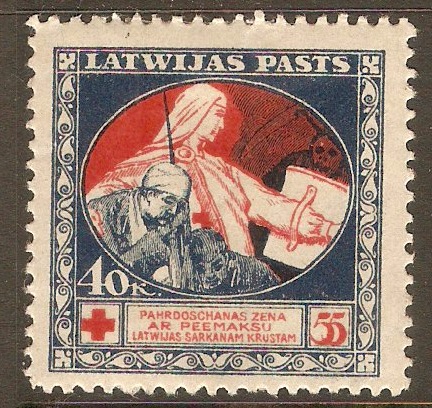 Latvia 1920 40-55k Red and blue. SG47.