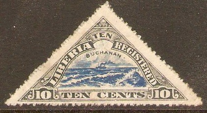 Liberia 1919 10c Blue and black - Registration Stamp. SGR388.