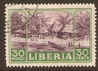 Liberia 1921 30c Purple and green. SG408.