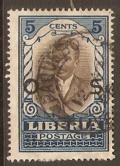 Liberia 1921 5c Brown and blue - Official stamp. SGO431.