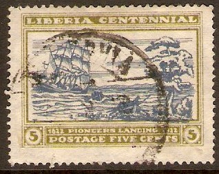 Liberia 1923 5c Centennial series. SG468.