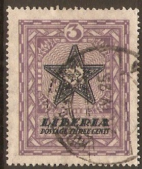 Liberia 1923 3c Black and lilac. SG473.