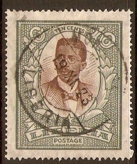 Liberia 1923 10c Brown and grey. SG475.