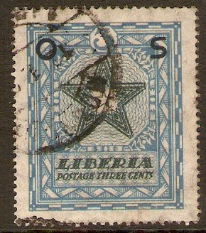 Liberia 1923 3c Black and blue - Official stamp. SGO487.