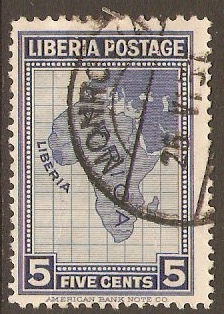 Liberia 1928 5c Blue. SG514.